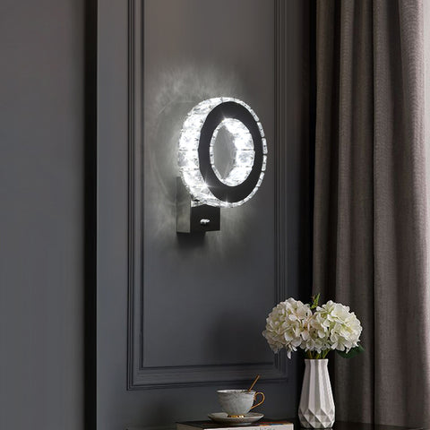 Applique da parete a LED per interni, lampada da parete in cristallo, luce bianca fredda 9W 6000K, design moderno, lampada da parete decorativa per soggiorno, camera da letto, corridoio, bagno, 24x20x10CM