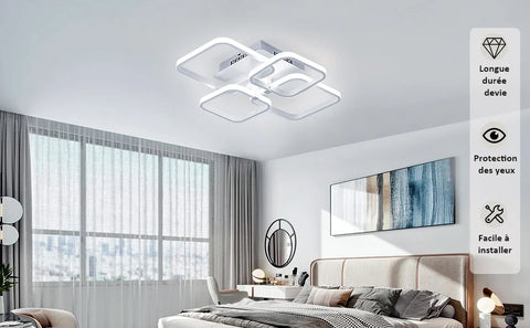 Plafoniera a LED, Plafoniera moderna per soggiorno, Luce tricolore 3000K, Plafoniera semplice quadrata bianca per camera da letto, ufficio, 58X46CM