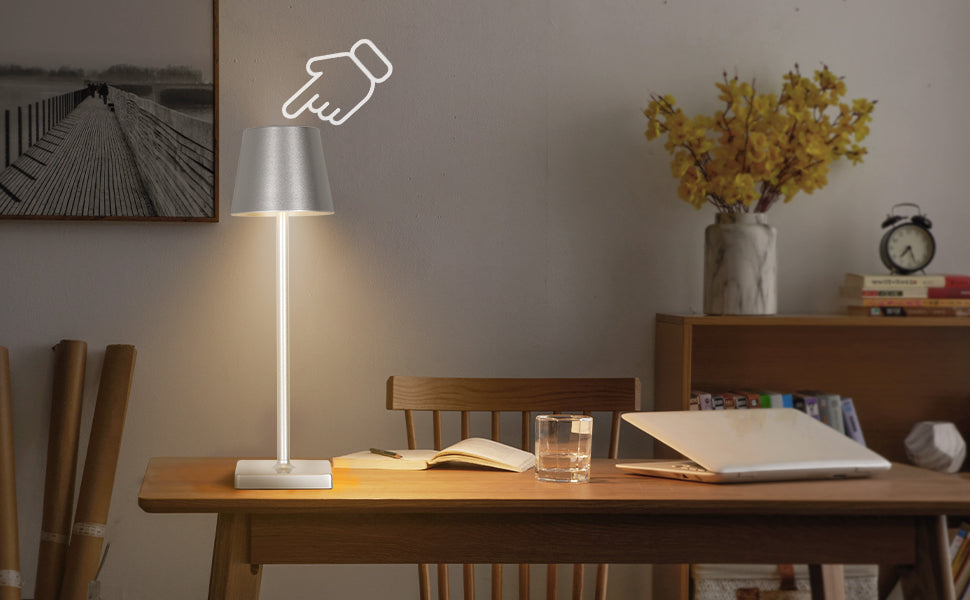 Lampe de Table 48 LED Argent Aluminium Moderne Minimaliste Lampe de Bureau