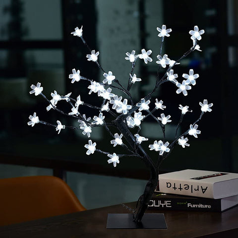 Lampada a LED per albero di ciliegio, 0,45 M 48 LED, albero luminoso a LED, rami neri, per la decorazione domestica (bianco)