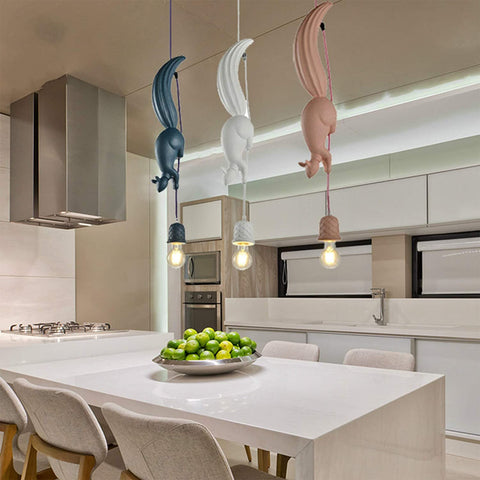 Lampadario in resina scoiattolo, moderna lampada industriale a sospensione per animali per lampade da cucina per camerette-blu