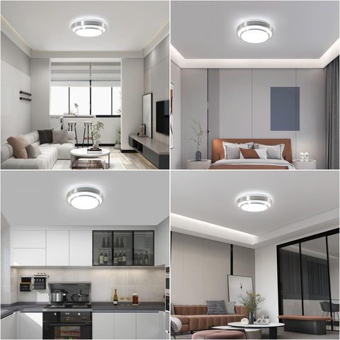 Moderna plafoniera a LED bianco freddo 6000K, lampada da soffitto rotonda da 28 W per soggiorno, camera da letto, sala da pranzo, ufficio 