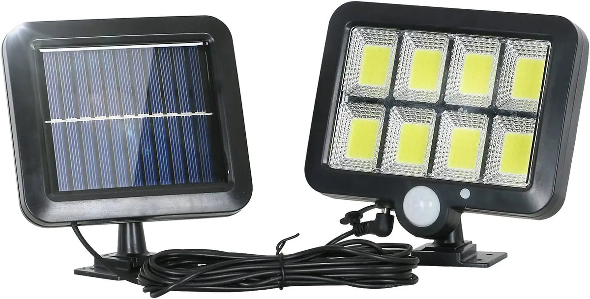 Lampada Solare da Esterno, Luce Solare con Sensore di Movimento, Lampada di Sicurezza con Cavo da 5 M Impermeabile IP65, 160 LED 3 Modalità, per Capannone Garage Giardino Balcone