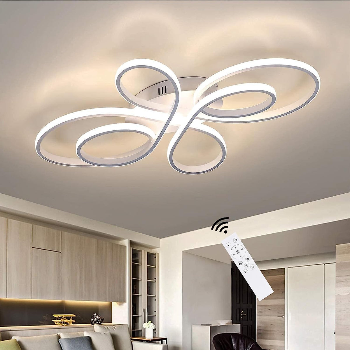 Plafoniera moderna a led dimmerabile lampada da soffitto a forma di fiore creativo 3000K-6000K per soggiorno camera da letto sala da pranzo ufficio bianco 