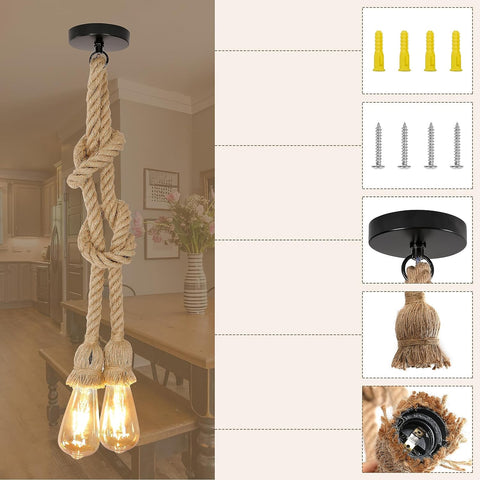 Lampada a sospensione industriale e vintage Lampadario a 2 prese Base E27 per soggiorno Camera da letto Sala da pranzo Ufficio Bar Caffetteria (lampadina non inclusa)