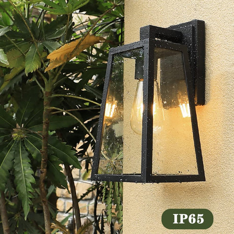 Lampada da parete per esterno, Lampada da parete per esterno E27 IP65, Paralume in vetro, Lampada da parete per decorazione esterna vintage per cortile, giardino, terrazza, villa, corridoio (Senza lampadina)