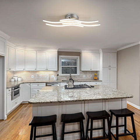Plafoniera a LED Design moderno Lampada da soffitto a forma di onda 24W Bianco caldo 3000K per Soggiorno Camera da letto Sala da pranzo Ufficio