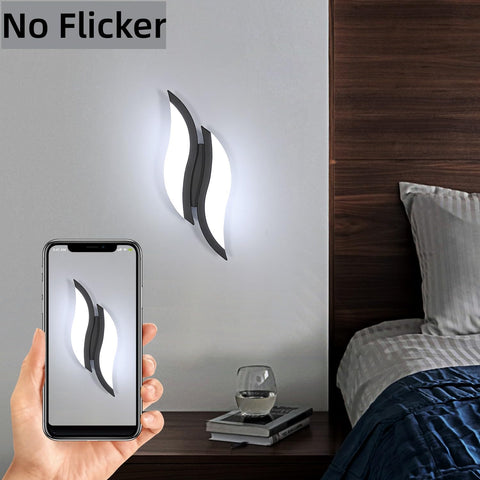 Lampada da parete a LED per interni, lampada da parete moderna 12W 2300LM, lampada da parete con illuminazione in acrilico per soggiorno camera da letto scale 6500K luce bianca fredda colore nero 