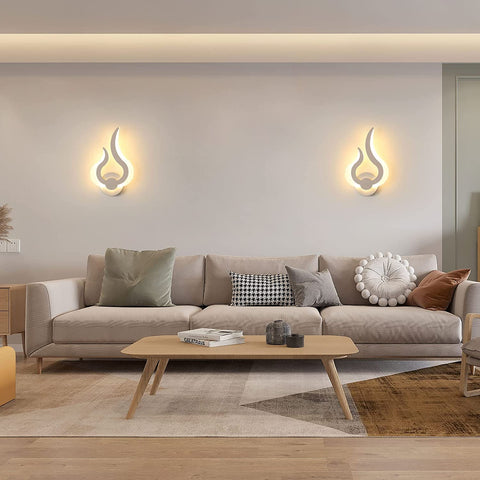 Applique LED per interni, moderna lampada da parete LED da 12 W, bianco caldo 3000 K, 220 V, acrilico, a forma di fiamma, luci notturne montate, per soggiorno, corridoio, camera da letto, L 18 cm * A 30 cm