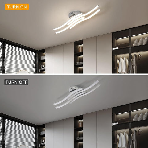 Plafoniera a LED Design moderno Lampada da soffitto a forma di onda 24W Bianco caldo 3000K per Soggiorno Camera da letto Sala da pranzo Ufficio