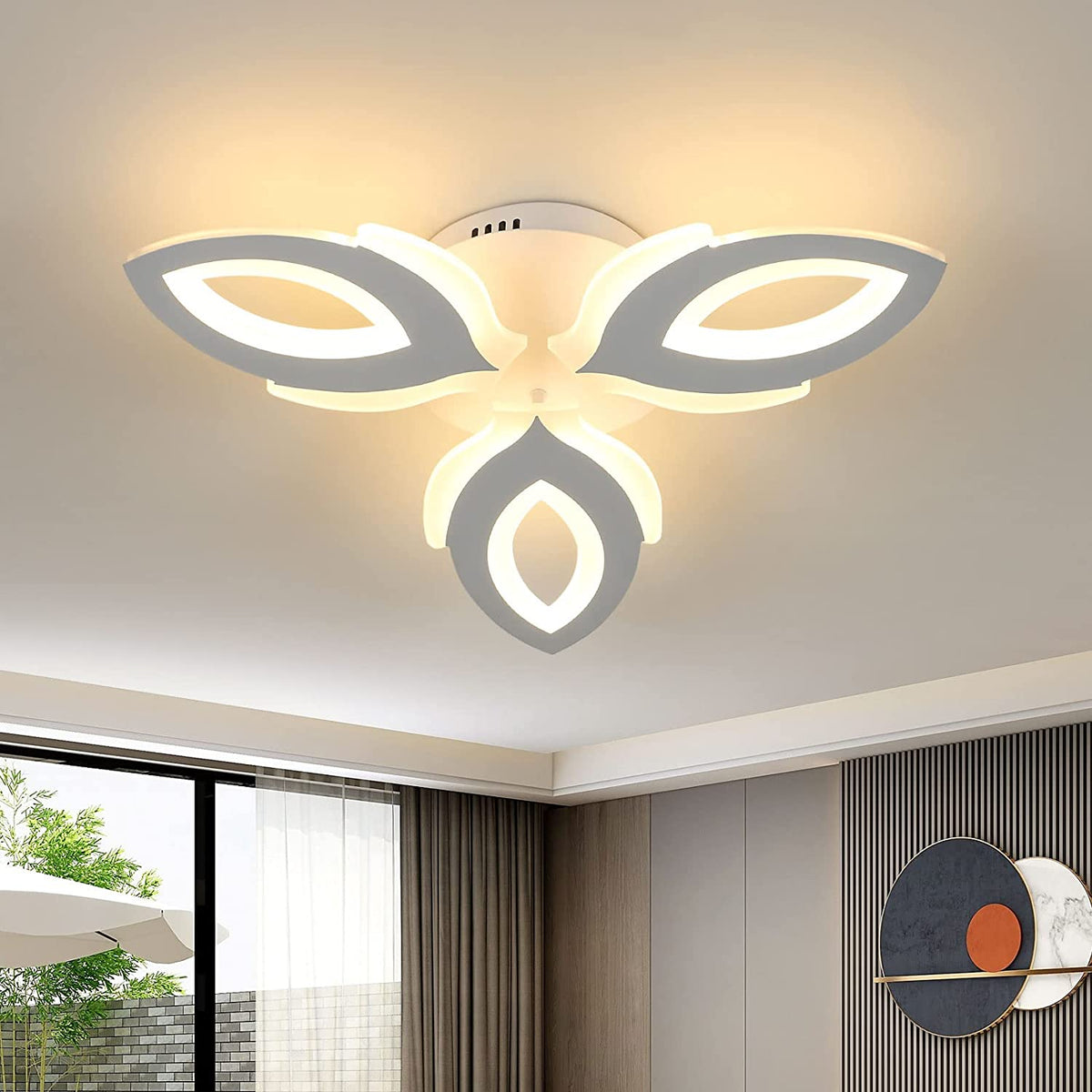 Plafoniera a LED, Plafoniera a LED 45W 3600LM, Lampada da soffitto moderna a petalo a LED 3 luci per soggiorno, camera da letto, ristorante, cameretta dei bambini, corridoio