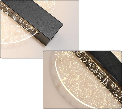 Lampada da parete a LED moderna dimmerabile rotonda 3000K/4000K/6000K per camera da letto, soggiorno, corridoio, ingresso Nero