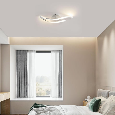 Plafoniera a LED da 18W Design moderno Bianco caldo 3000K Lampada da soffitto a forma di linea per soggiorno Camera da letto Sala da pranzo Ufficio Bianco