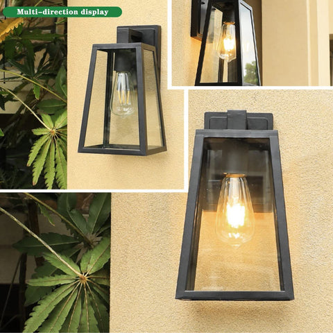 Lampada da parete per esterno, Lampada da parete per esterno E27 IP65, Paralume in vetro, Lampada da parete per decorazione esterna vintage per cortile, giardino, terrazza, villa, corridoio (Senza lampadina)