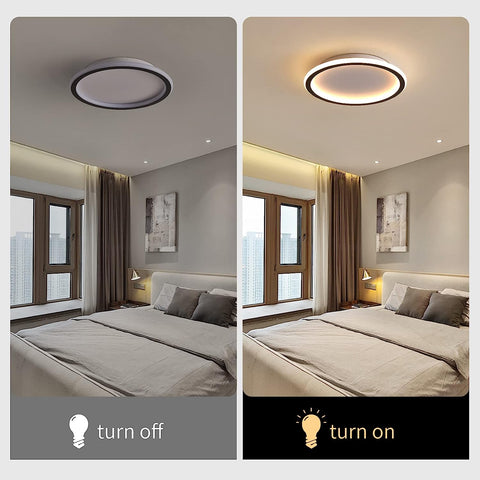 Plafoniera moderna a LED 24W Bianco caldo 3000K Lampada da soffitto rotonda per soggiorno Camera da letto Sala da pranzo Ufficio Nero 