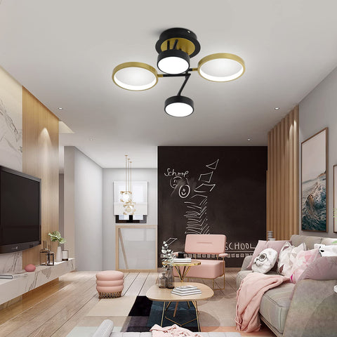 Moderna plafoniera a LED da 28 W, rotonda, per illuminazione a soffitto, lampadario a 4 anelli per camera da letto, soggiorno, corridoio, ufficio, sala da pranzo, cucina 