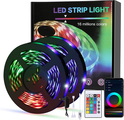 Striscia LED WiFi 10M Striscia LED APP, Sincronizzazione camera da letto LED con musica, Luce LED multicolore con telecomando per camera da letto, cucina, TV, feste