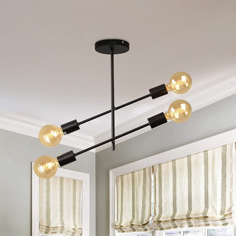 Lampadario Nordic Sputnik, plafoniera a ramo, plafoniera per interni a semi-incasso a 4 luci per soggiorno nera