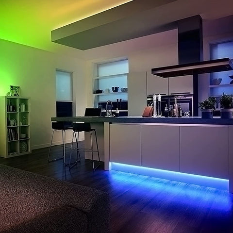 Striscia LED da 5 m, LED flessibile per ambienti RGB luminoso, Striscia LED multicolore con telecomando per camera da letto, cucina, TV, feste