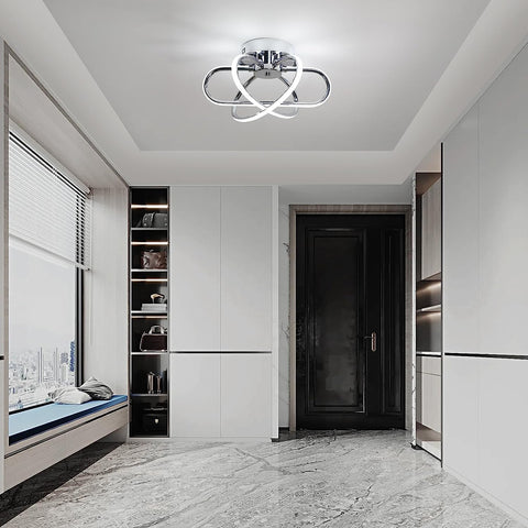 Plafoniera a LED dal design moderno 6000K Lampada da soffitto a forma di fiore creativo per soggiorno, camera da letto, sala da pranzo, ufficio, bianco