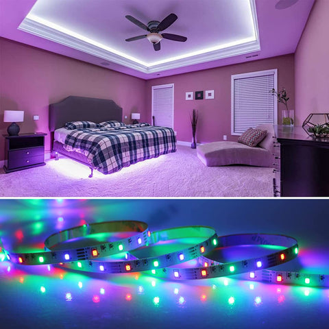 Striscia LED da 5 m, LED flessibile per ambienti RGB luminoso, Striscia LED multicolore con telecomando per camera da letto, cucina, TV, feste