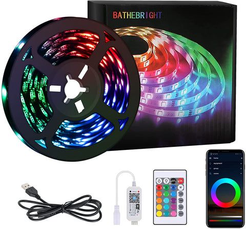 Striscia LED da 5M, Striscia LED RGB 5050 12V per camera da letto, 20 colori dimmerabili, Striscia LED multicolore IP20 Adesivo 3M aggiornato con telecomando a 24 pulsanti per decorazioni interne, feste e Natale