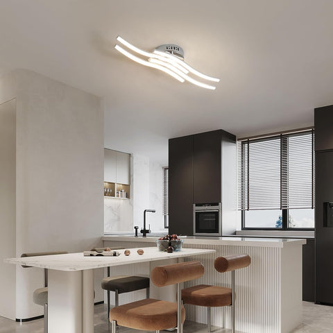 Plafoniera a LED Design moderno Lampada da soffitto a forma di onda 24W Bianco caldo 3000K per Soggiorno Camera da letto Sala da pranzo Ufficio