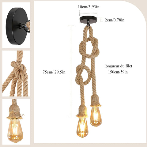 Lampada a sospensione industriale e vintage Lampadario a 2 prese Base E27 per soggiorno Camera da letto Sala da pranzo Ufficio Bar Caffetteria (lampadina non inclusa)