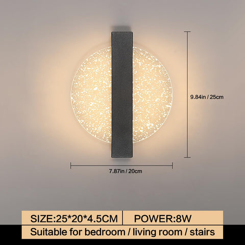 Lampada da parete a LED moderna dimmerabile rotonda 3000K/4000K/6000K per camera da letto, soggiorno, corridoio, ingresso Nero