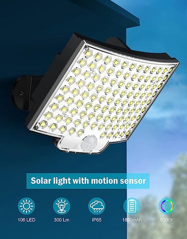 Lampada da parete solare con sensore di movimento per esterni Lampada da parete a LED per cortile giardino corridoio terrazza vicino muro percorso patio villa