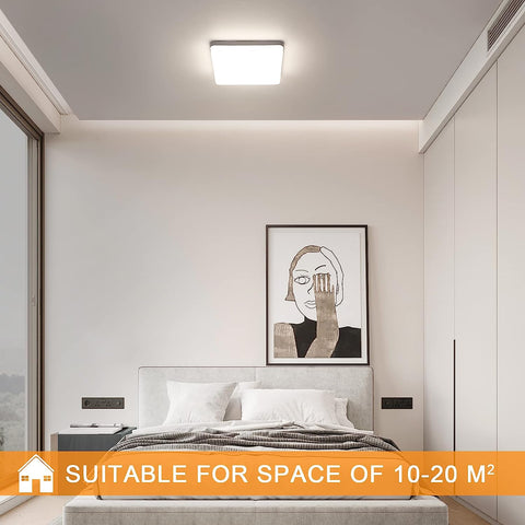 Plafoniera LED quadrata, Plafoniera LED, Plafoniera LED IP44, Plafoniera applicabile a Bagno, Soggiorno, Cucina, Camera da letto, Corridoio, Balcone 36W 4000K（23x23CM）