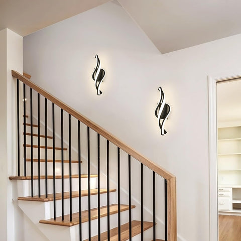 Lampada da parete moderna a forma di spirale a LED da 22 W bianco neutro 4000 K per camera da letto, soggiorno, corridoio, ingresso Nero 