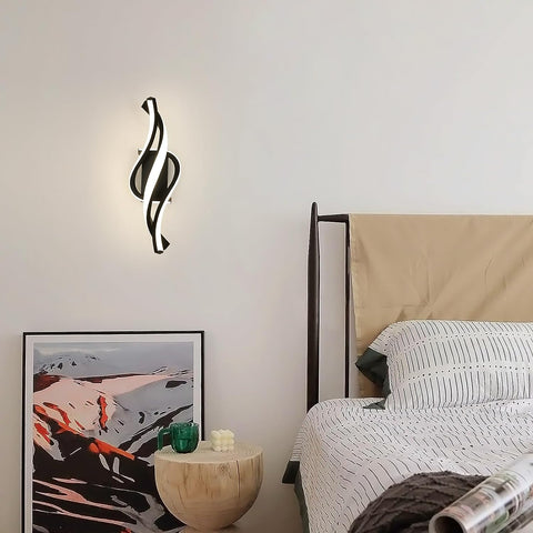 Lampada da parete moderna a forma di spirale a LED da 22 W bianco neutro 4000 K per camera da letto, soggiorno, corridoio, ingresso Nero 