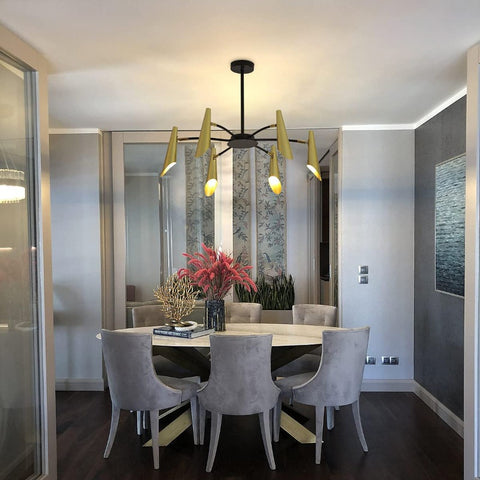 Lampadario industriale moderno creativo Lampada a sospensione Personalizza Lampada da soffitto in ferro battuto per soggiorno camera da letto (oro + nero)