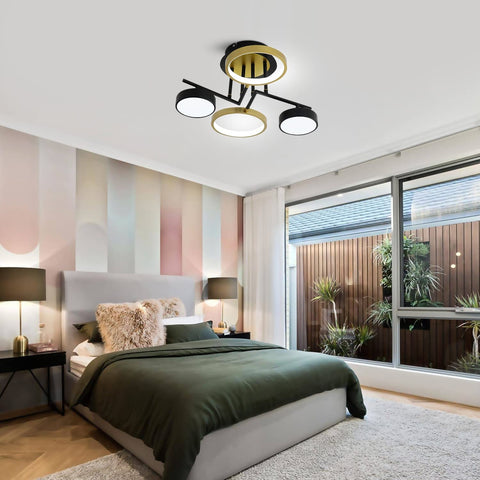 Moderna plafoniera a LED da 28 W, rotonda, per illuminazione a soffitto, lampadario a 4 anelli per camera da letto, soggiorno, corridoio, ufficio, sala da pranzo, cucina 