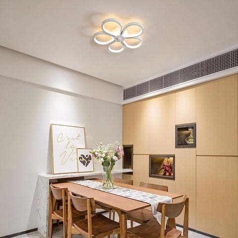 Plafoniera a LED da 30W Design moderno a forma di fiore creativo 3000K Lampada da soffitto bianca calda per soggiorno Camera da letto Sala da pranzo Ufficio Bianco 