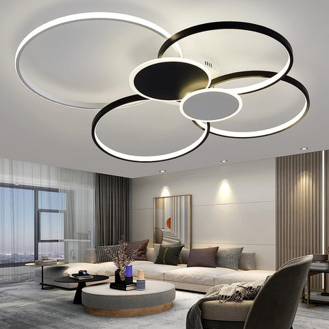 Lampada da soffitto moderna dimmerabile a LED con anelli circolari, lampada da soffitto 3000K-6000K per soggiorno, camera da letto, sala da pranzo, ufficio