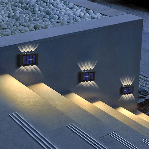 Lampada da parete a LED a luce solare da esterno 2 pezzi Bianco caldo 3000K per cortile giardino corridoio terrazza vicino al muro percorso patio villa nero 