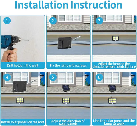 Lampada Solare da Esterno, Luce Solare con Sensore di Movimento, Lampada di Sicurezza con Cavo da 5 M Impermeabile IP65, 160 LED 3 Modalità, per Capannone Garage Giardino Balcone