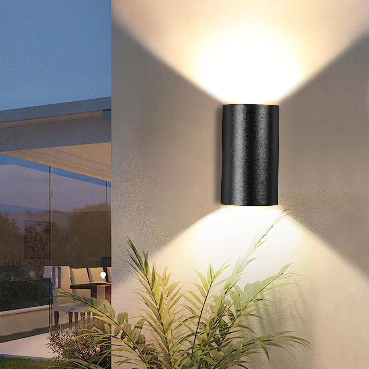 Lampada da parete per esterni Lampada da parete a LED 10W Bianco caldo 3000K Impermeabile IP65 per Ingresso Corridoio Cortile Giardino Terrazza Balcone Garage Nero