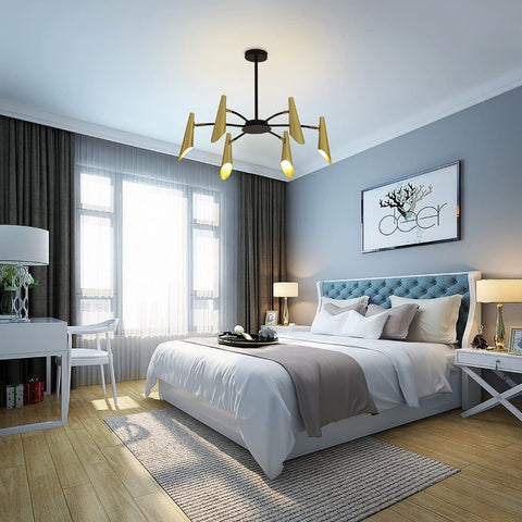 Lampadario industriale moderno creativo Lampada a sospensione Personalizza Lampada da soffitto in ferro battuto per soggiorno camera da letto (oro + nero)