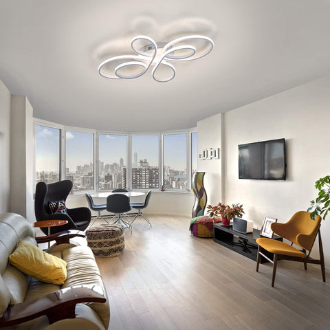 Plafoniera moderna a led dimmerabile lampada da soffitto a forma di fiore creativo 3000K-6000K per soggiorno camera da letto sala da pranzo ufficio bianco 