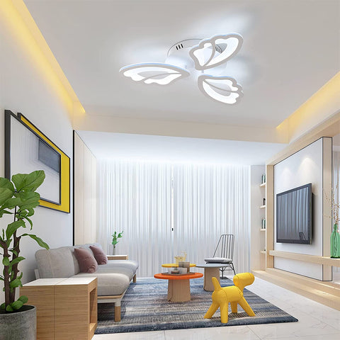 Plafoniera LED 42W 3480 Lumen, Lampada da soffitto moderna bianca, Plafoniera in acrilico 6000K, 3 ali da assemblare, per soggiorni, camere da letto