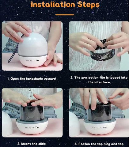 Proiettore per luce notturna per bambini, Luce notturna per bambini a LED Lampada musicale e illuminata Rotazione di 360° con 8 musica 6 film a tema, Telecomando USB Lampada per proiettore stellare Lampade da comodino Lampade d'atmosfera