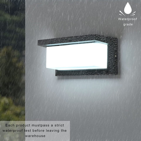 Lampada da parete per esterno 16W, lampada da parete a LED impermeabile IP65, applique da esterno quadrata impermeabile per balcone giardino terrazza, bianco freddo 6500K, nero