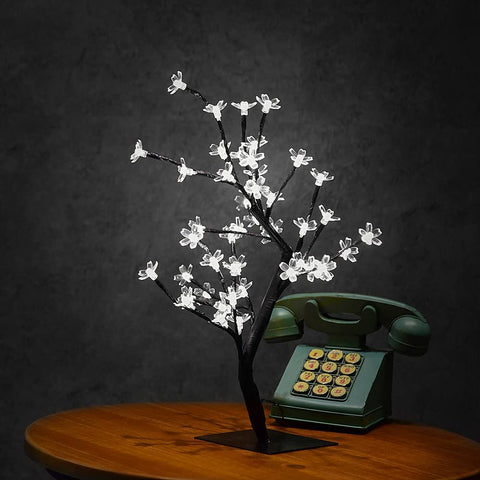 Lampada a LED per albero di ciliegio, 0,45 M 48 LED, albero luminoso a LED, rami neri, per la decorazione domestica (bianco)