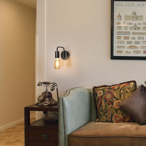 Lampada da parete vintage da 2 pezzi Lampada da parete vintage E27 Base per ingresso corridoio camera da letto nera