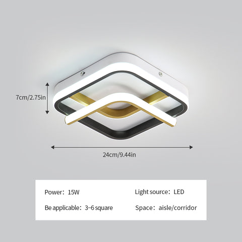 Plafoniera moderna a LED 23W Plafoniera quadrata 6000K (luce bianca fredda), lampada da soffitto in acrilico adatta per bagno, cucina, soggiorno, camera da letto (oro nero)