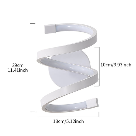 Applique a LED a spirale, moderna lampada da parete da 18 W, bianco freddo 6500 K, per camera da letto, ufficio, corridoio