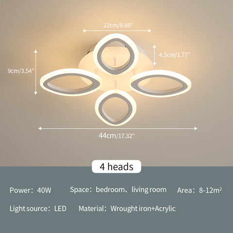 Moderna plafoniera a LED dimmerabile da 40 W, lampada da soffitto a forma di fiore, lampadario a petalo in metallo acrilico con telecomando, adatta per camere da letto, scale, corridoi, balconi, corridoi (4 luci) 